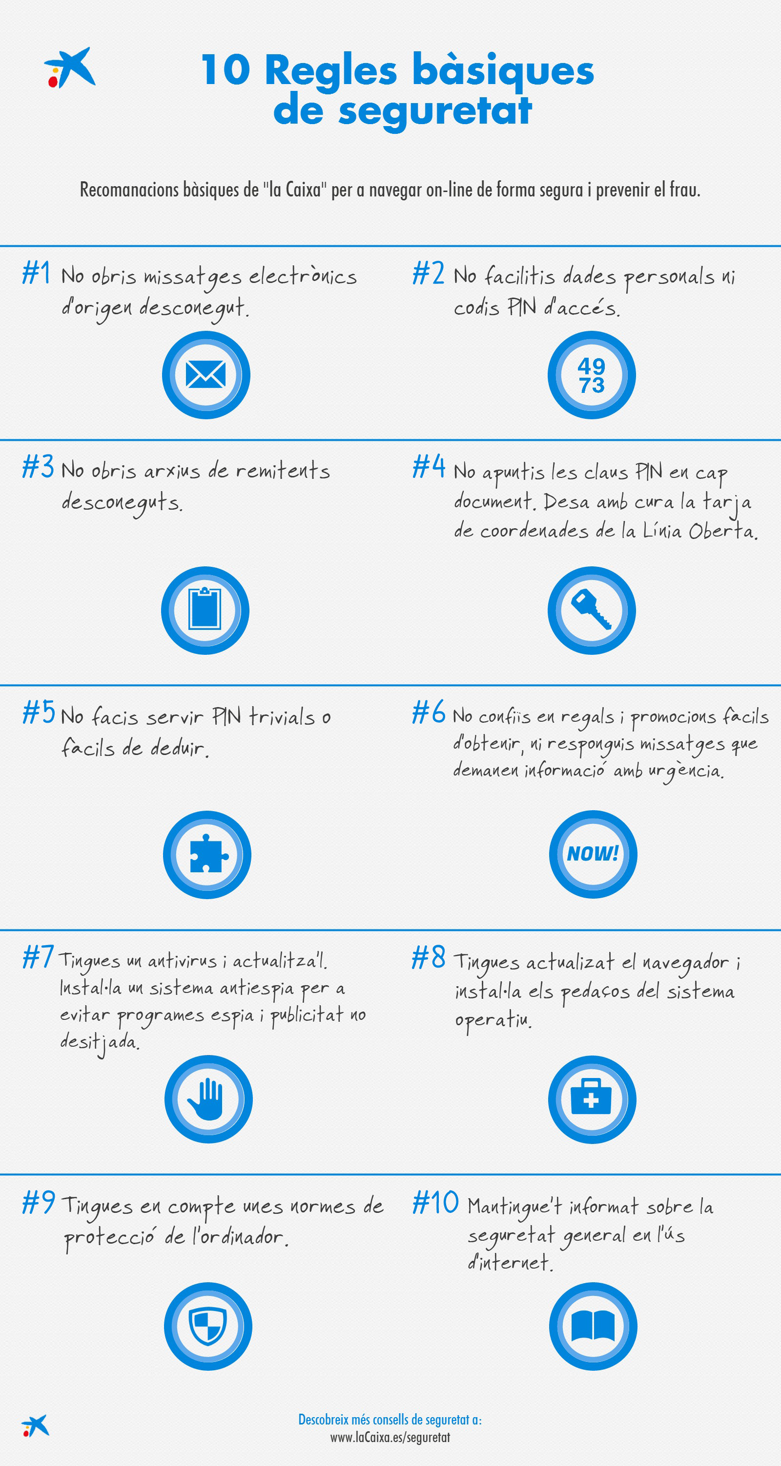 Infografia. 10 regles bàsiques de seguretat en usar internet i banca online