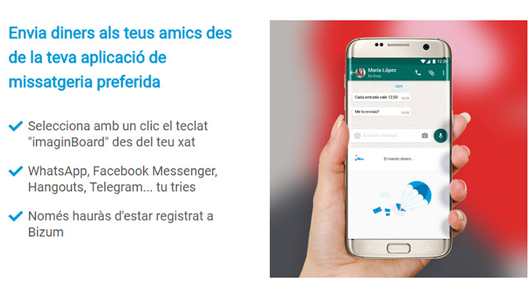 imaginBoard, el nou servei per enviar diners des de WhatsApp
